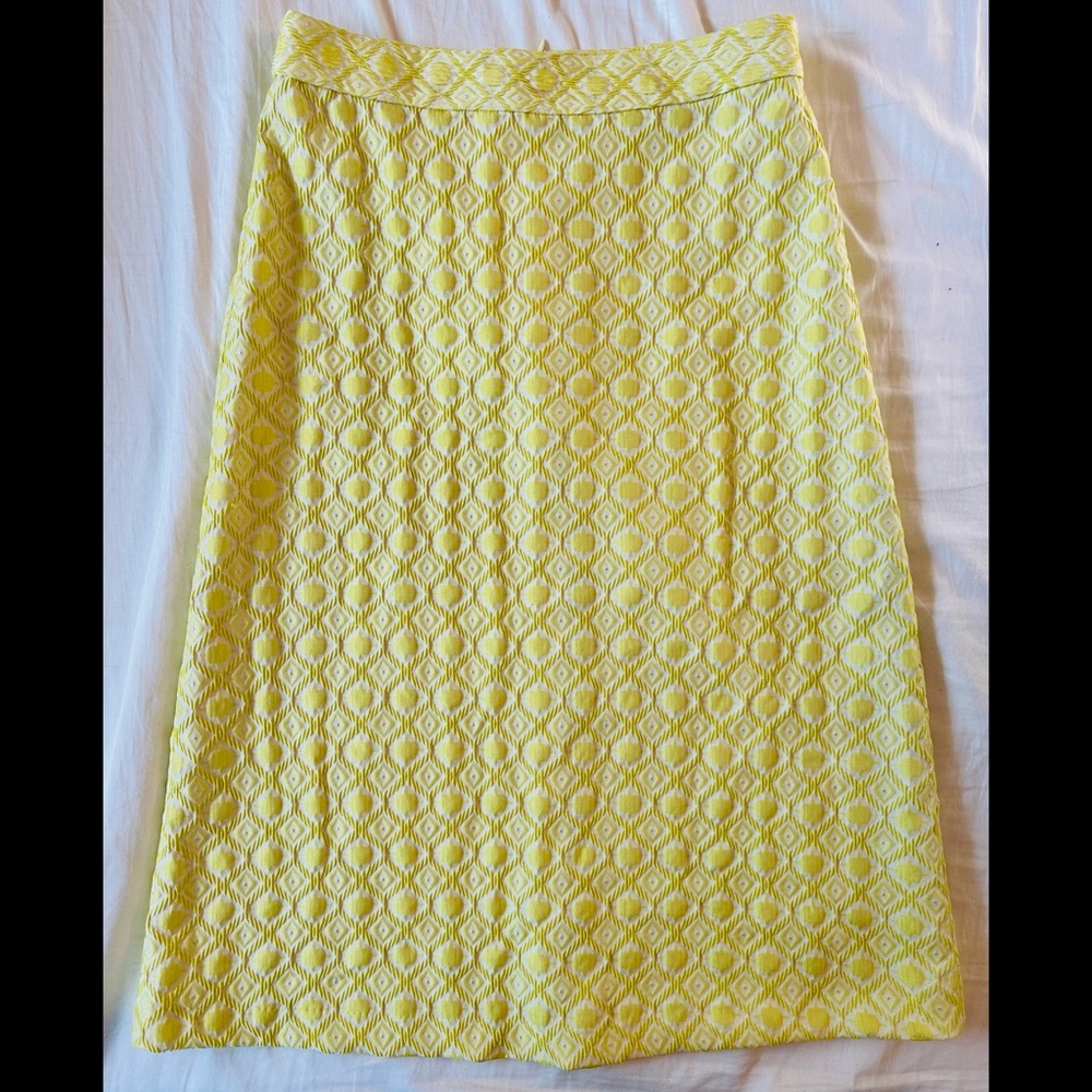 Chartreuse Jacquard A-Line Skirt - Size Medium